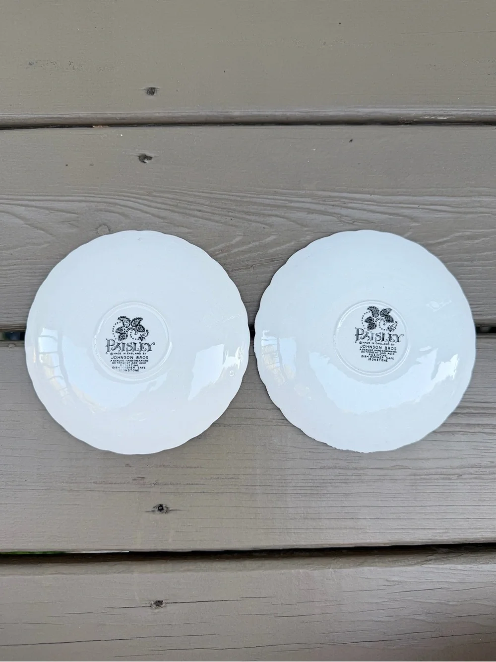 2 X Johnson Brothers Paisley Black and White Saucer Plates